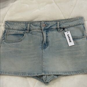 Garage Faded Blue Denim Skort